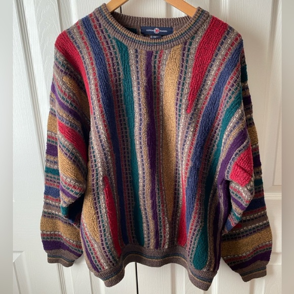 Cotton Traders Other - VTG COTTON TRADERS Multicolor Wool Blend 3D Knit Crew Sweater SZ XL